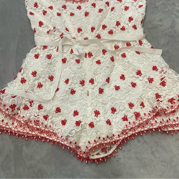 Alexis Clive lace floral off the shoulder shorts romper playsuit 3055 - Picture 5 of 12